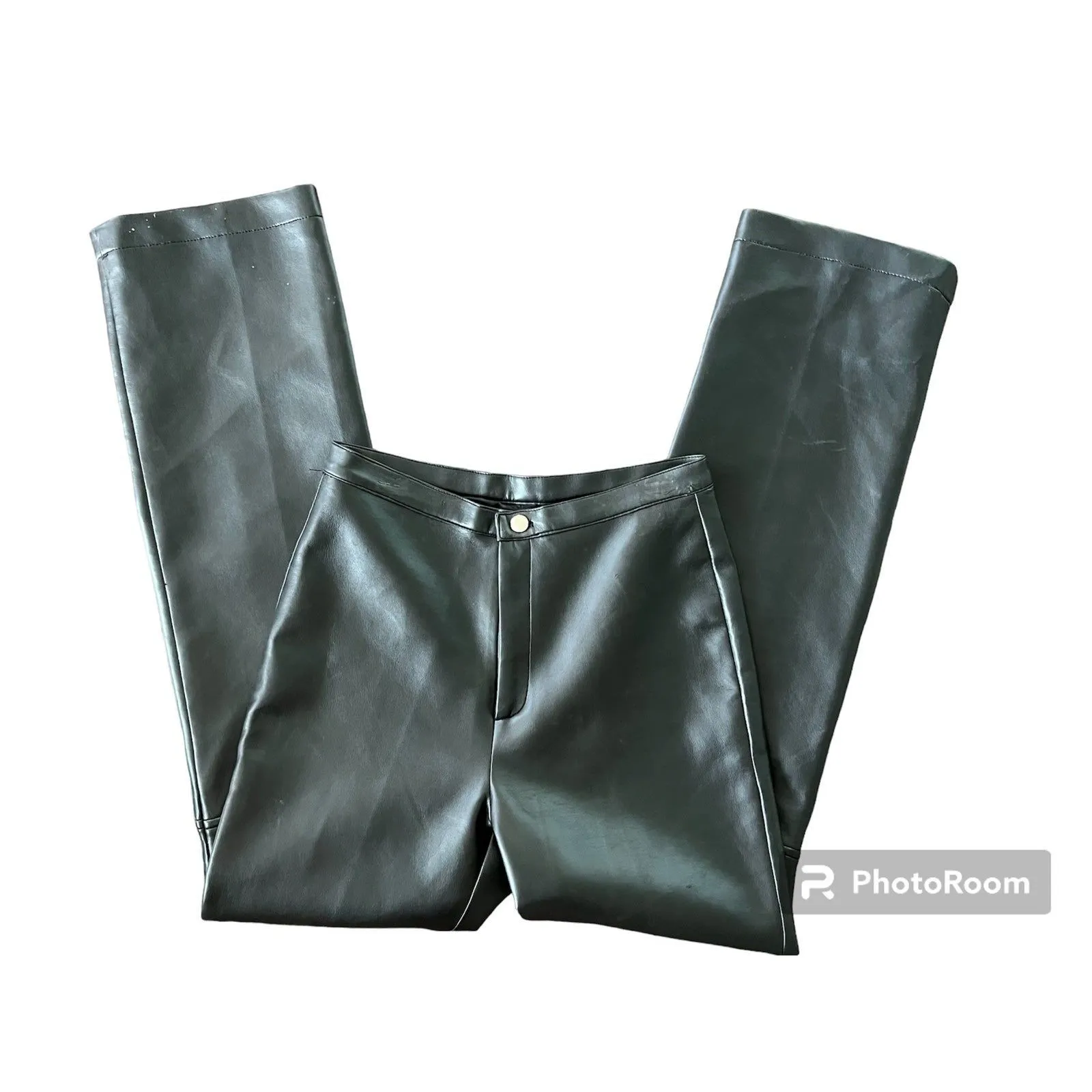 One Step Up Faux Leather Pants Leggings Straight Leg Black‎ Small Black - Image 4