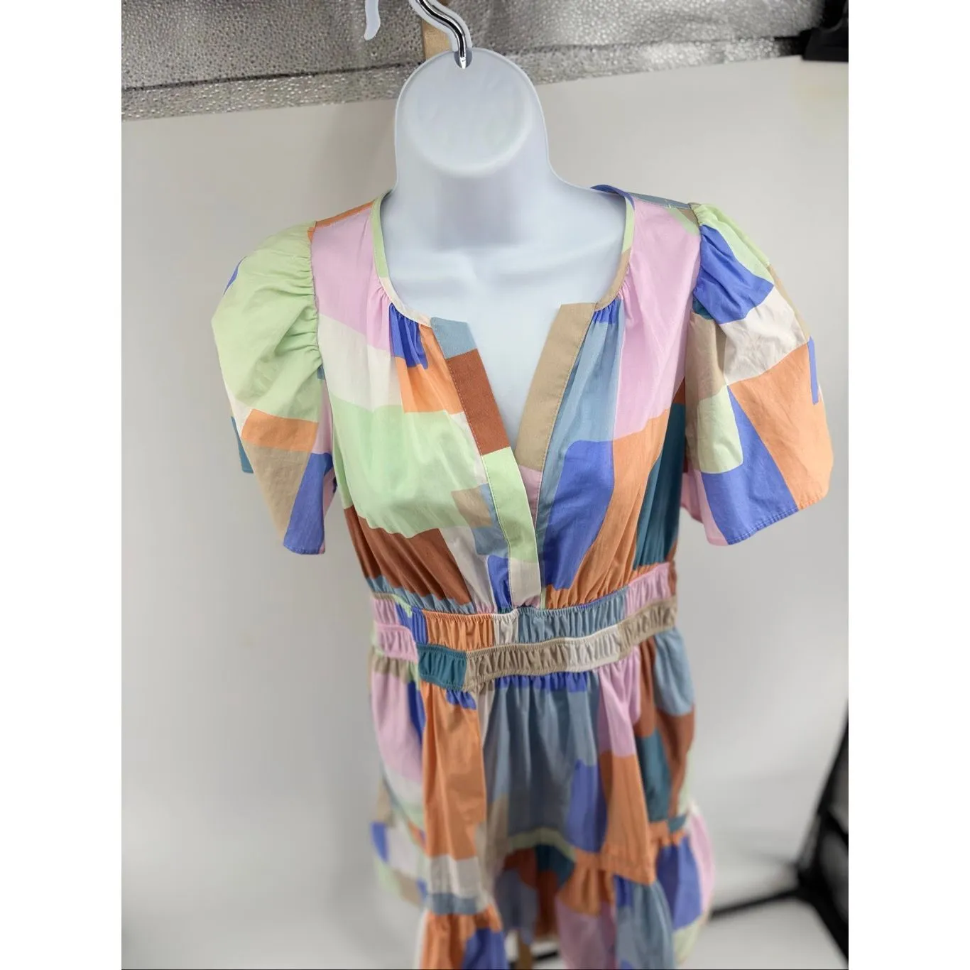 Anthropologie Somerset Patchwork Mini Dress Short Sleeve NWT Size XS 100% Cotton - Image 7