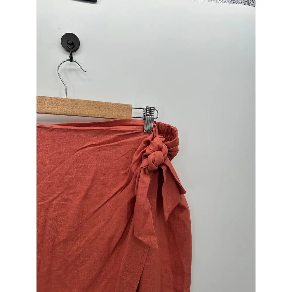 Skies are Blue Pink Jolie Tie Front Linen Skirt Asymmetrical Women Large NWT - Image 5