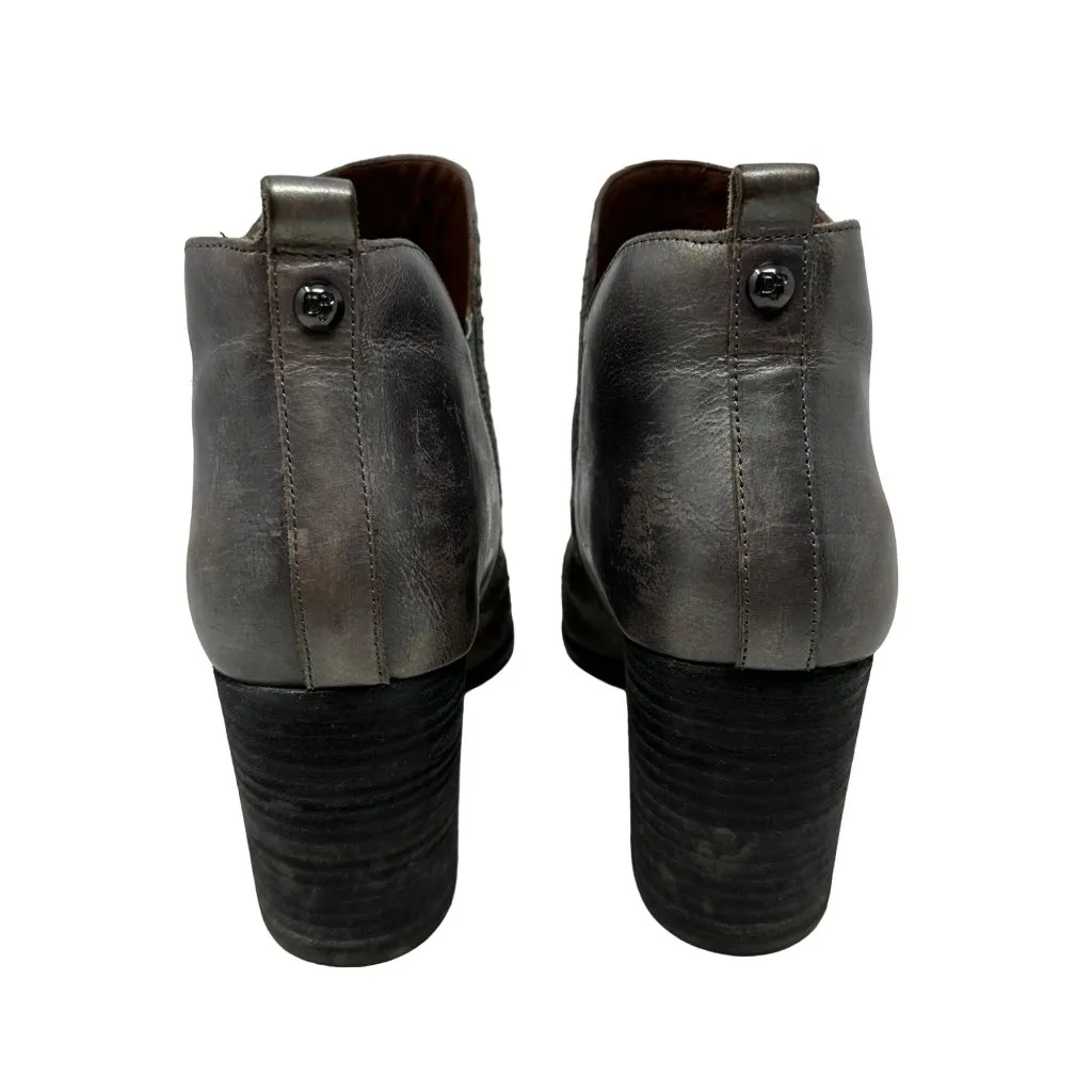 Donald Pliner Edyn Side Zip Ankle Boots Size 10 Snake Metallic Leather Gray - Image 6