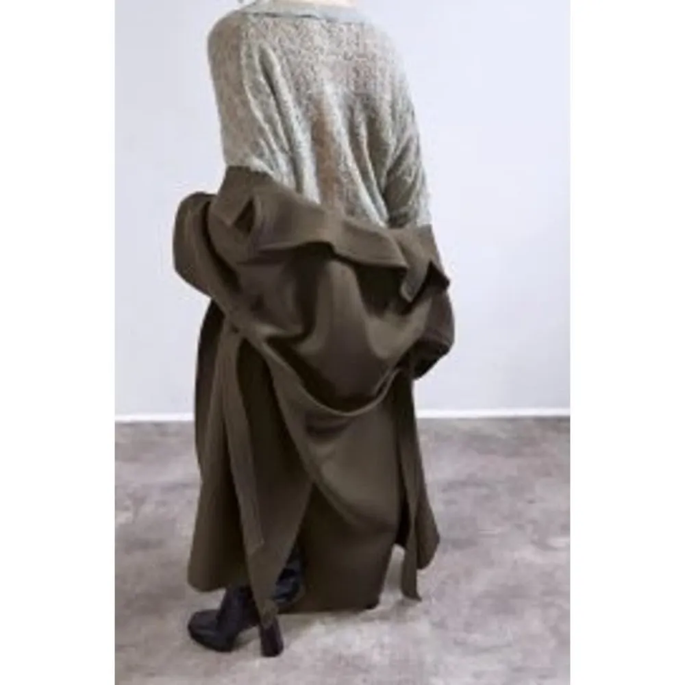 ZARA POINTELLE OPEN KNIT SWEATER Oversized Green Marl XS/S. NWT - Image 2