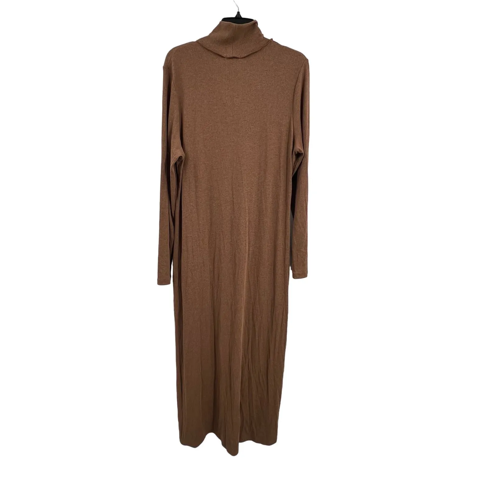 LNA Turtleneck Midi Dress Ribbed Knit‎ Brown Size 2X New - Image 4