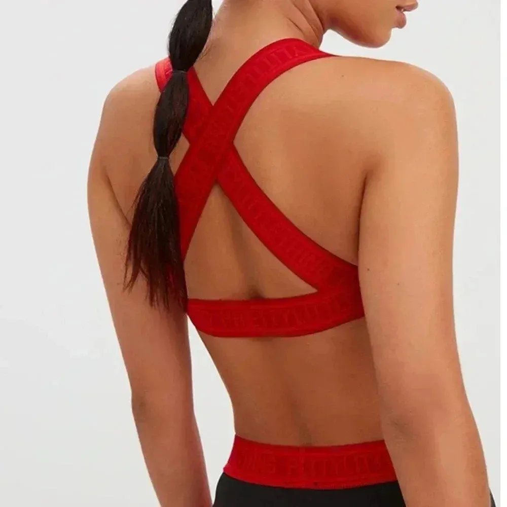 PrettyLittleThing Red Band Logo active Sports Bra Size 6 - Image 2