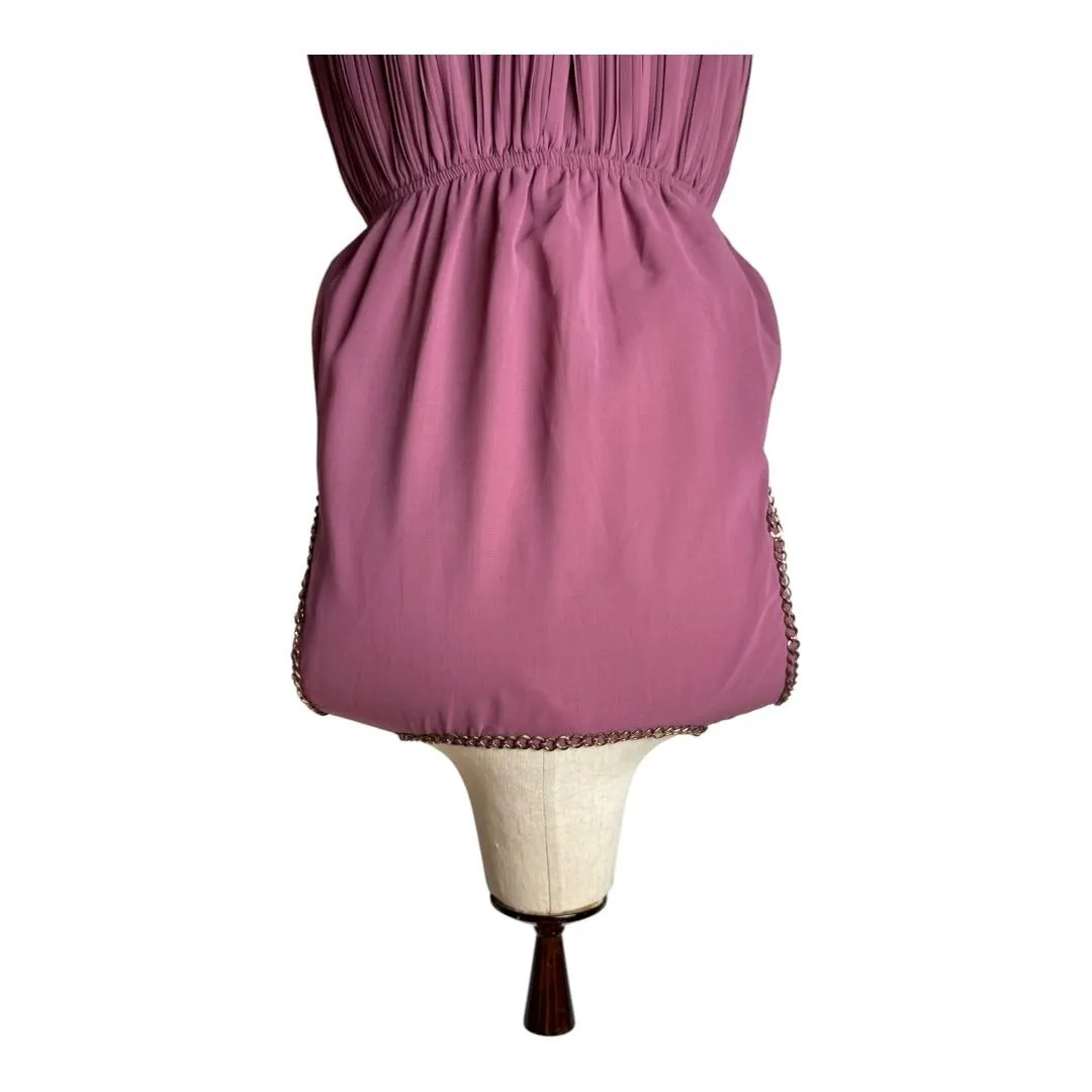 L'ATISTE BY AMY Dress Women Small Pink Chain Trim Pleated Fit And Flare Mini‎ - Image 5