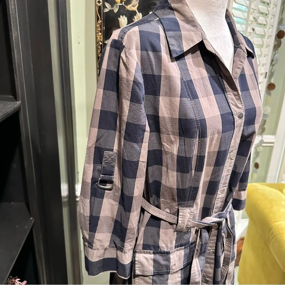 Converse One Star Plaid Button Down Shirt Dress Size Large - Image 4