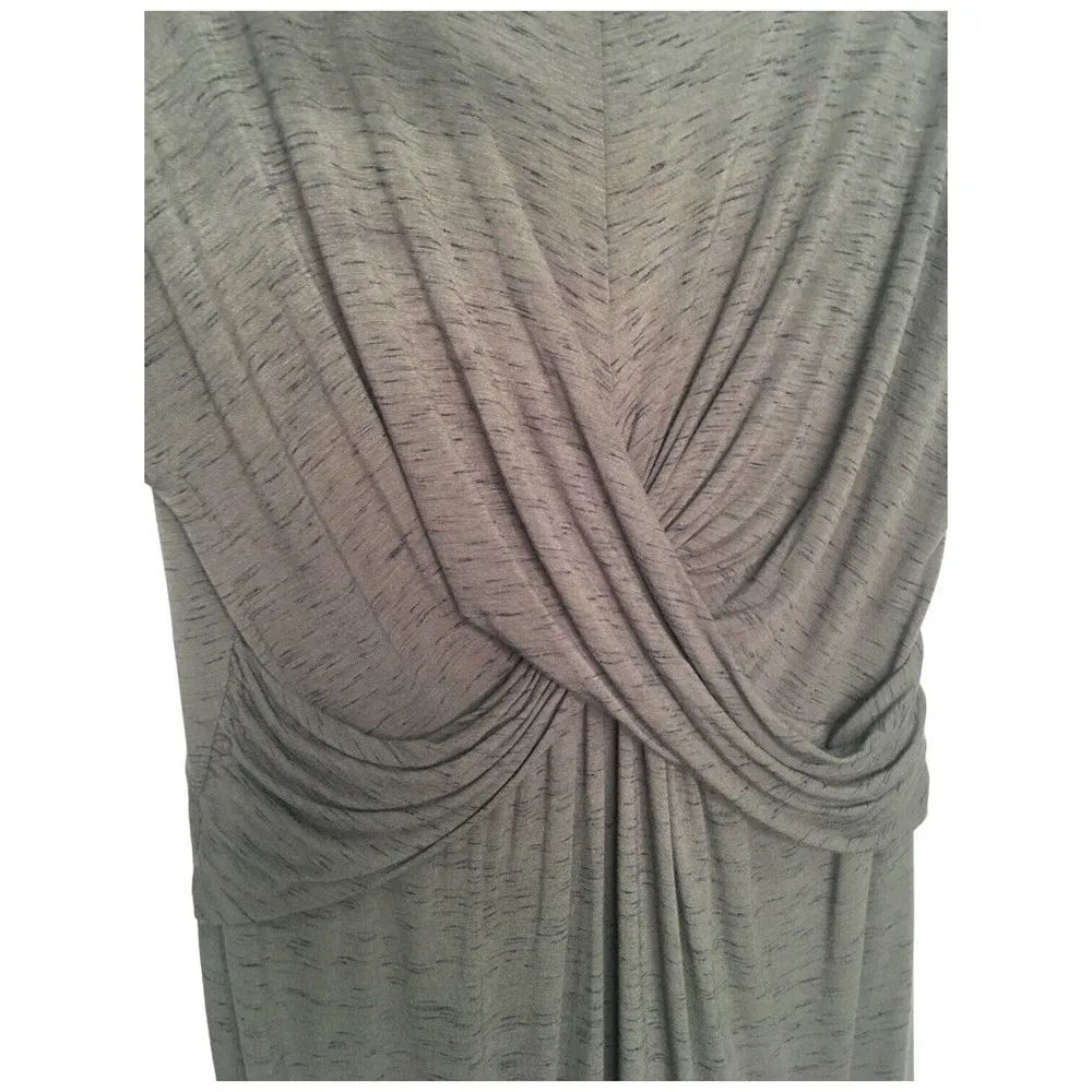 New Motherhood Maternity Drape Crisscross Marled Short Sleeve Dress Green XL - Image 3