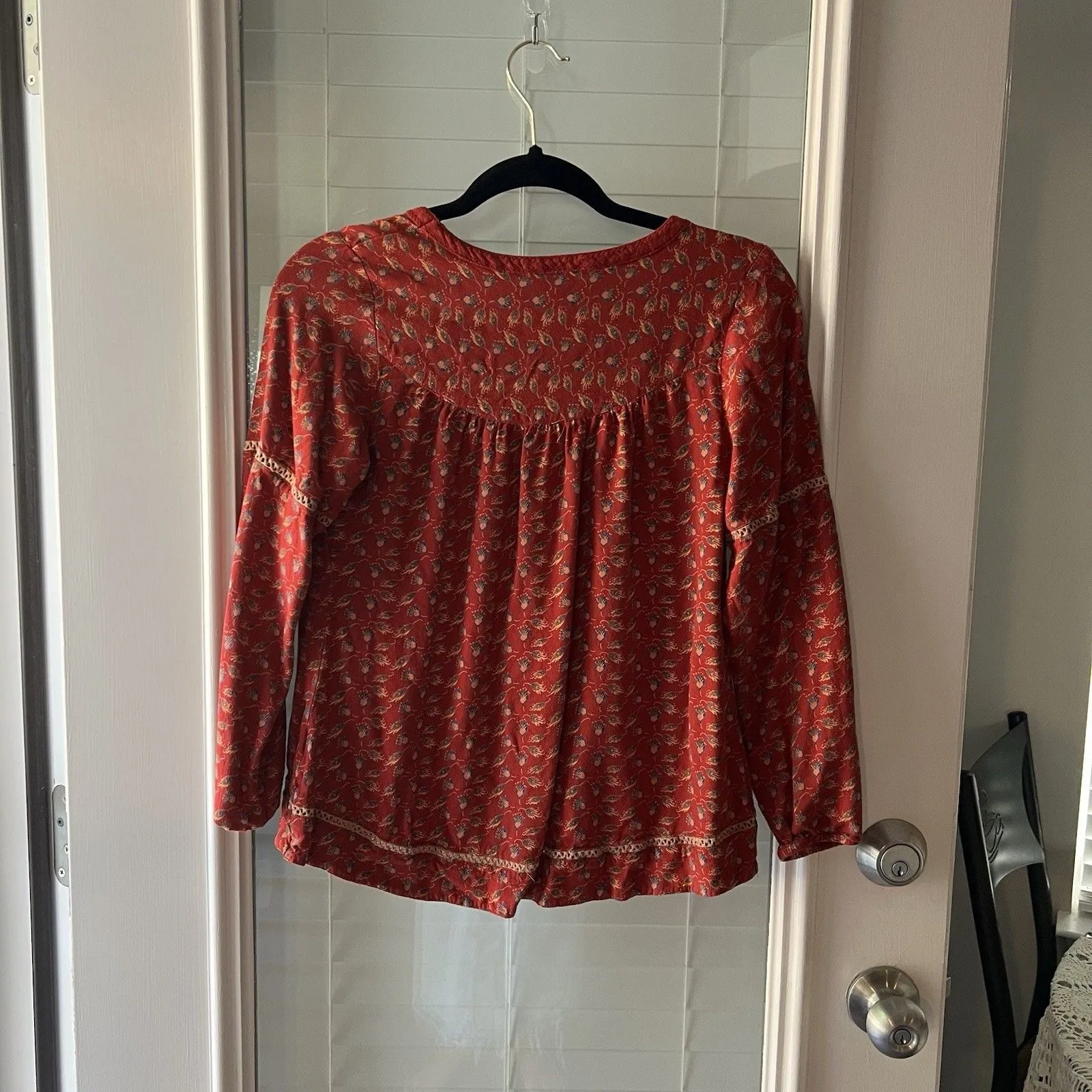 Mountain Khakis Women Peasant Top Medium Rust Relaxed Fit Orange - Image 2