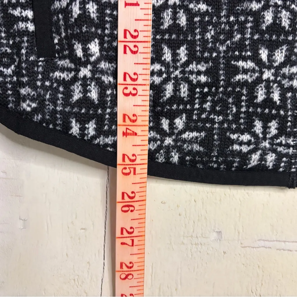 Talbots Geo Snowflake Print Cozy Jacket Womens Size Medium Zip Up Black White - Image 7