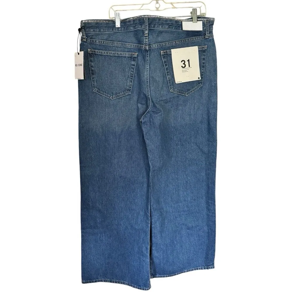 NWT Re/Done Low Rider Loose Crystal Bay Fade Wide Leg Studded Jeans Size 31 - Image 4