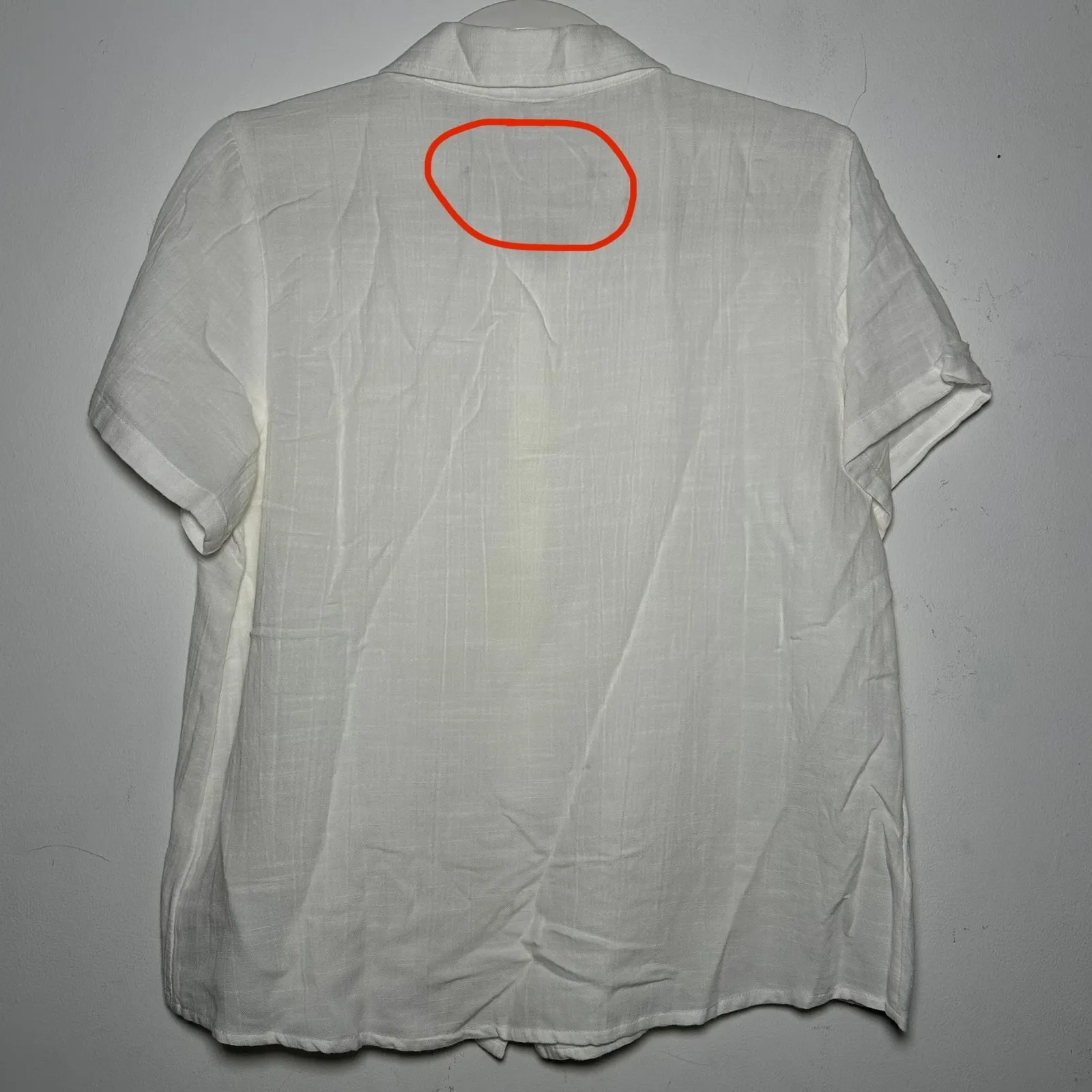 Lucky Brand White Lace Trim Short Sleeve Button Up Shirt Womens Size Small - Image 5