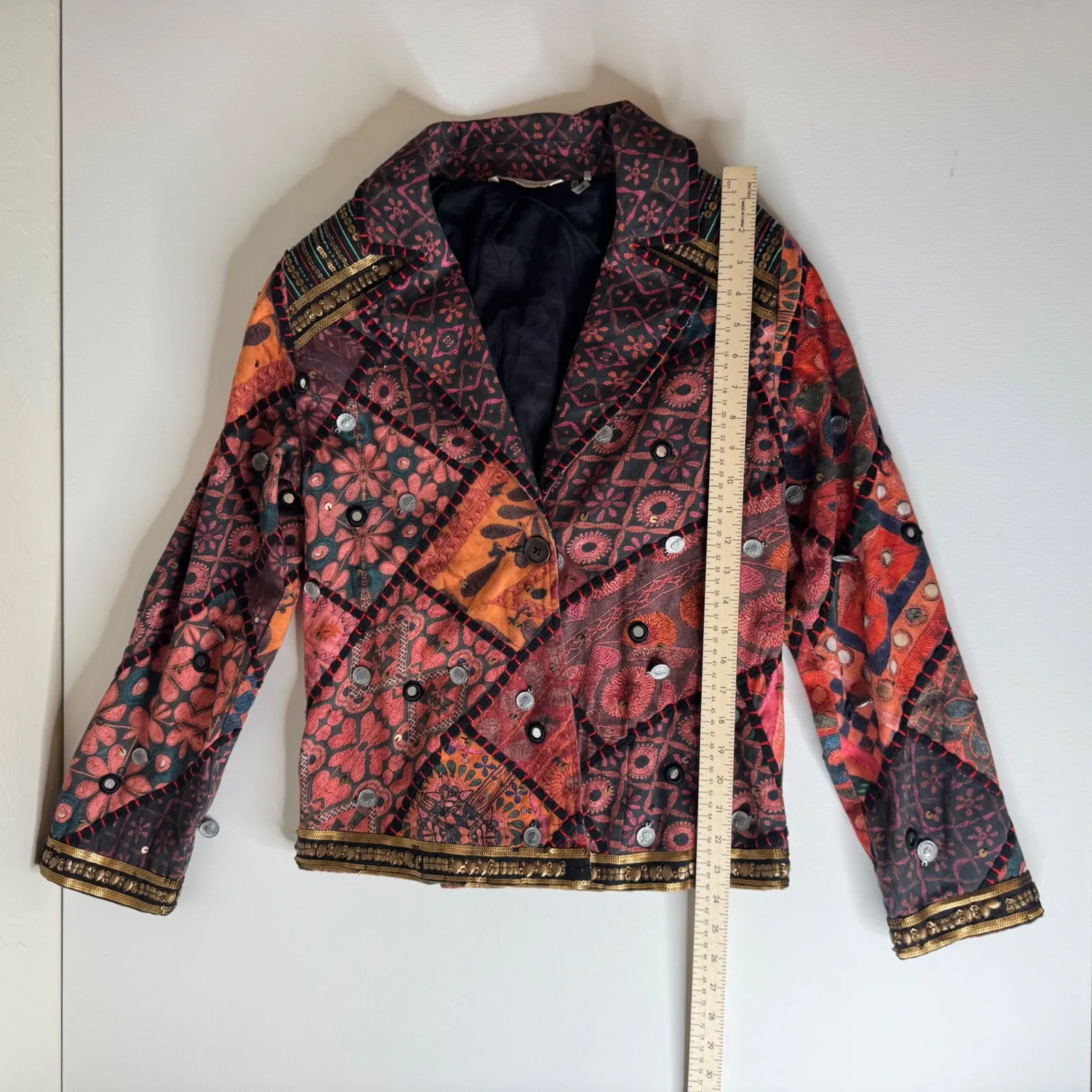 Soft Surroundings‎ Patchwork Jacket Medium Sequin Coin Embellished Boho Festival - Image 10