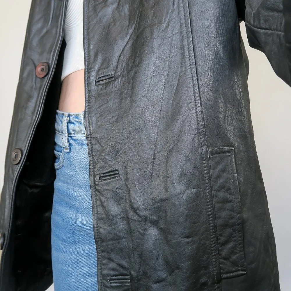 Vintage 90s BurryLane Black Leather Blazer Jacket Size M - Image 8