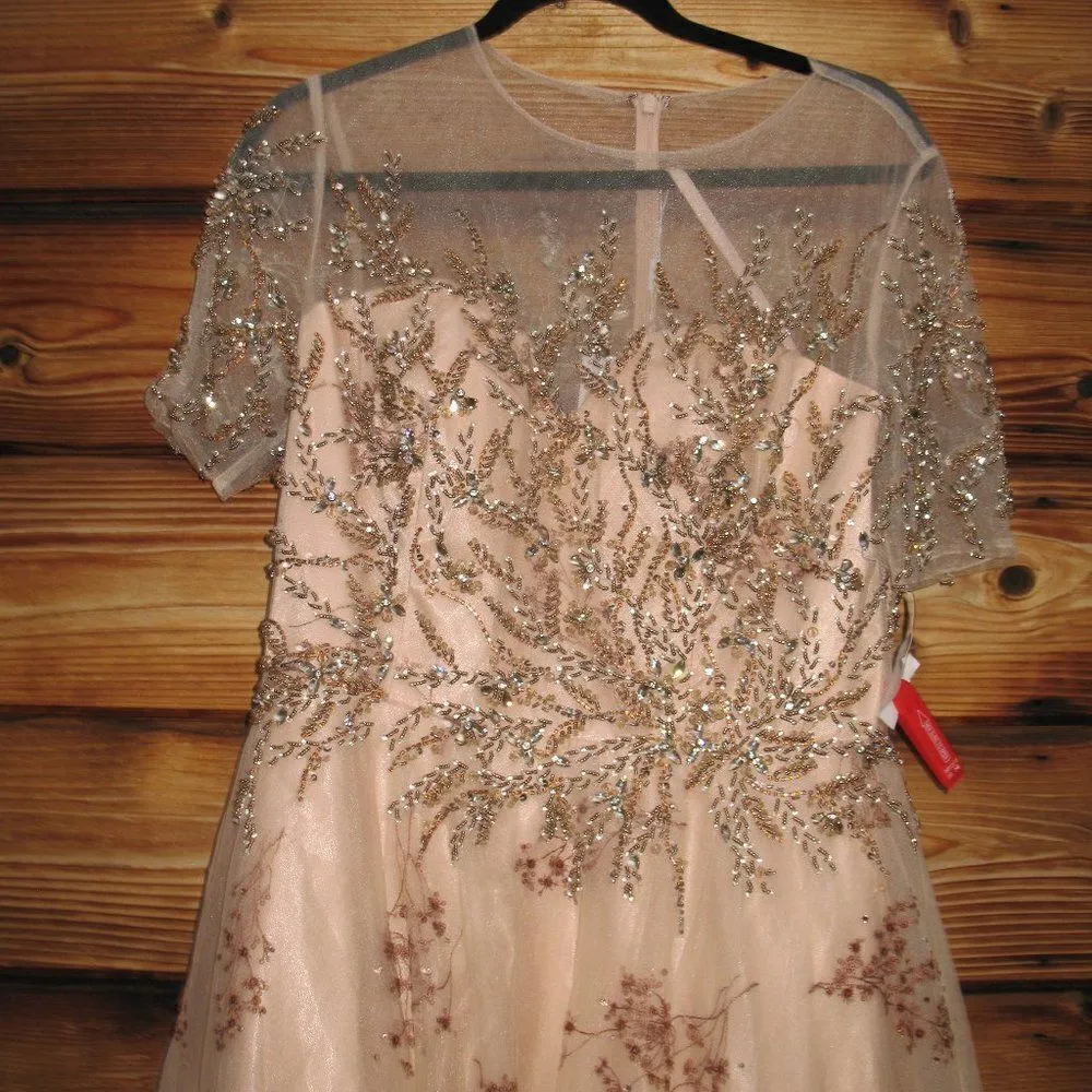 Mac Duggal 79317 Womens Illusion Cap Sleeve A Line Gown Dress - Image 8