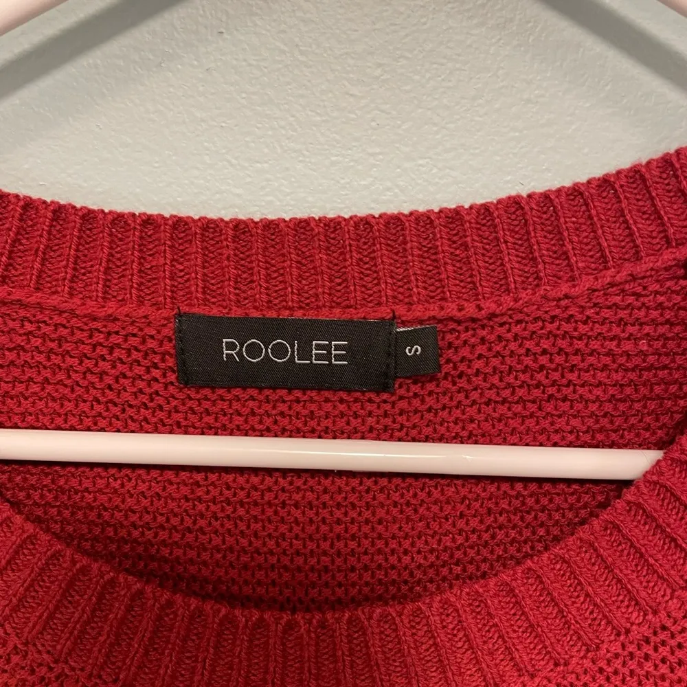 Roolee boutique sweater! Red Henley waffle knit sweater Women’s size small. - Image 2