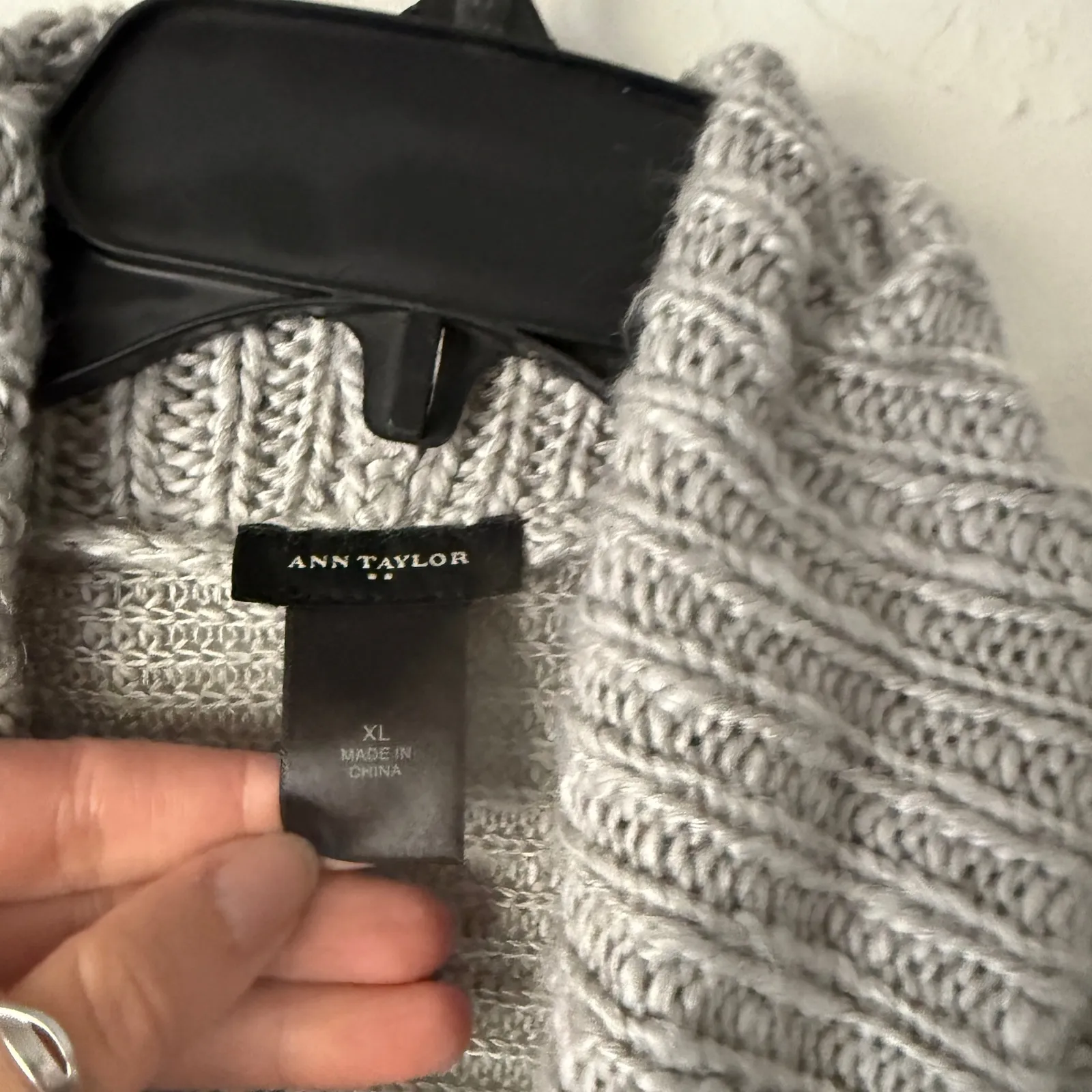 Ann Taylor XL Gray Ribbed Open Front Cardigan Long‎ Sleeve Sweater Knitwear - Image 6