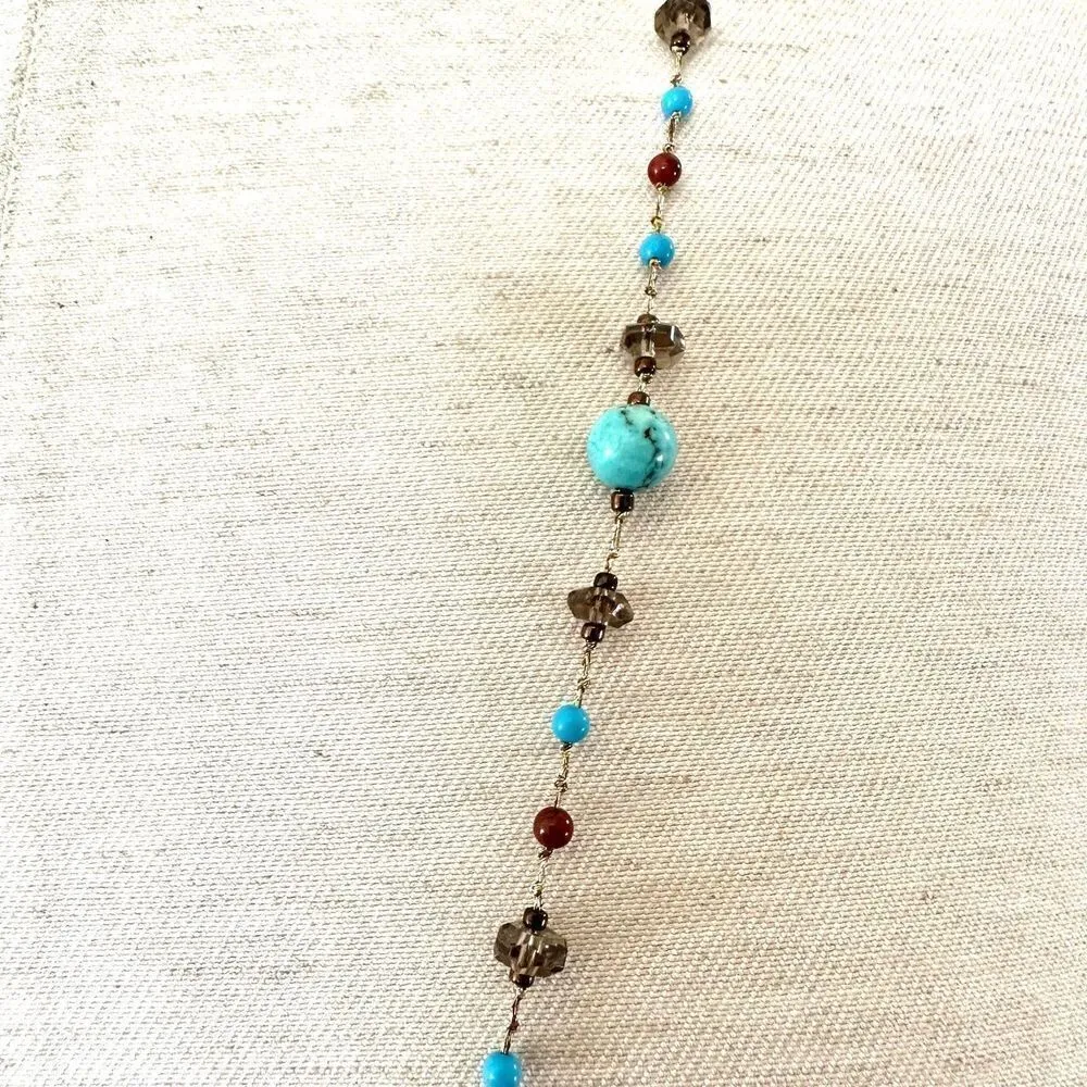 Turquoise and red tigers eye long Necklace - Image 7