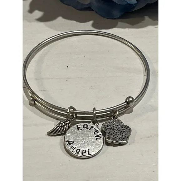 Charm Bracelet Paw‎ Print Tree of Life Wing Silver Tone Bangle Bracelet - Image 6