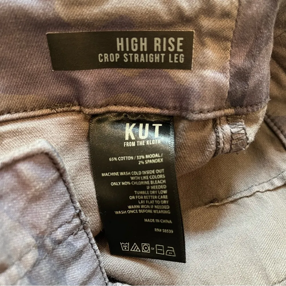 Kut From The Kloth Grey Camo High Rise Crop Straight Leg, Sz 6 - Image 12