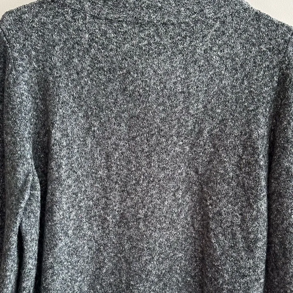 LOFT Marbled Grey Cowl Neck Sweater with Drawstring Tie, Size Medium - Image 15