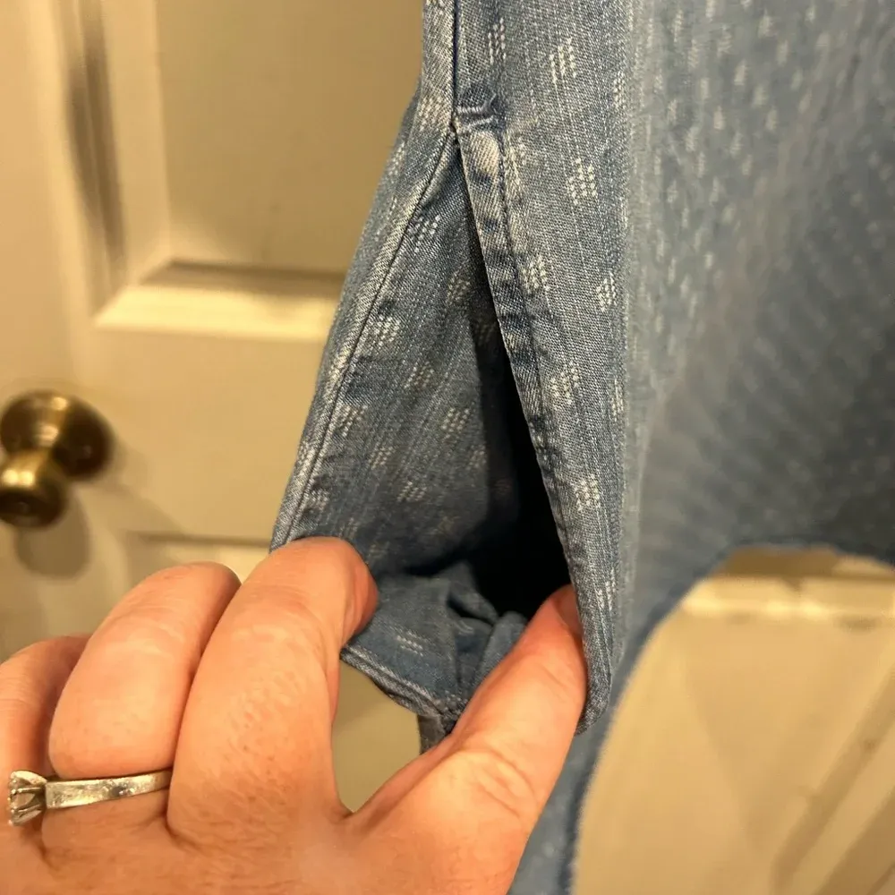 Philosophy Lace Up Dot Chambray‎ Denim Tunic Shirt Dress Size Large EUC - Image 5