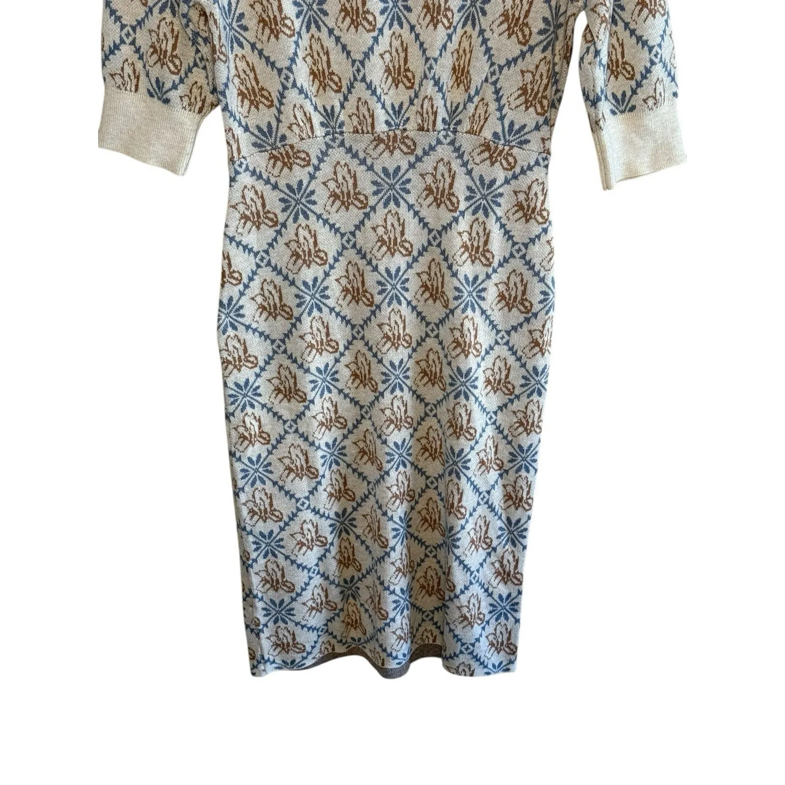 SIMPLE RETRO Women’s Medium Dress NWT Ariana Iris Floral Pattern Knit Sweater - Image 5