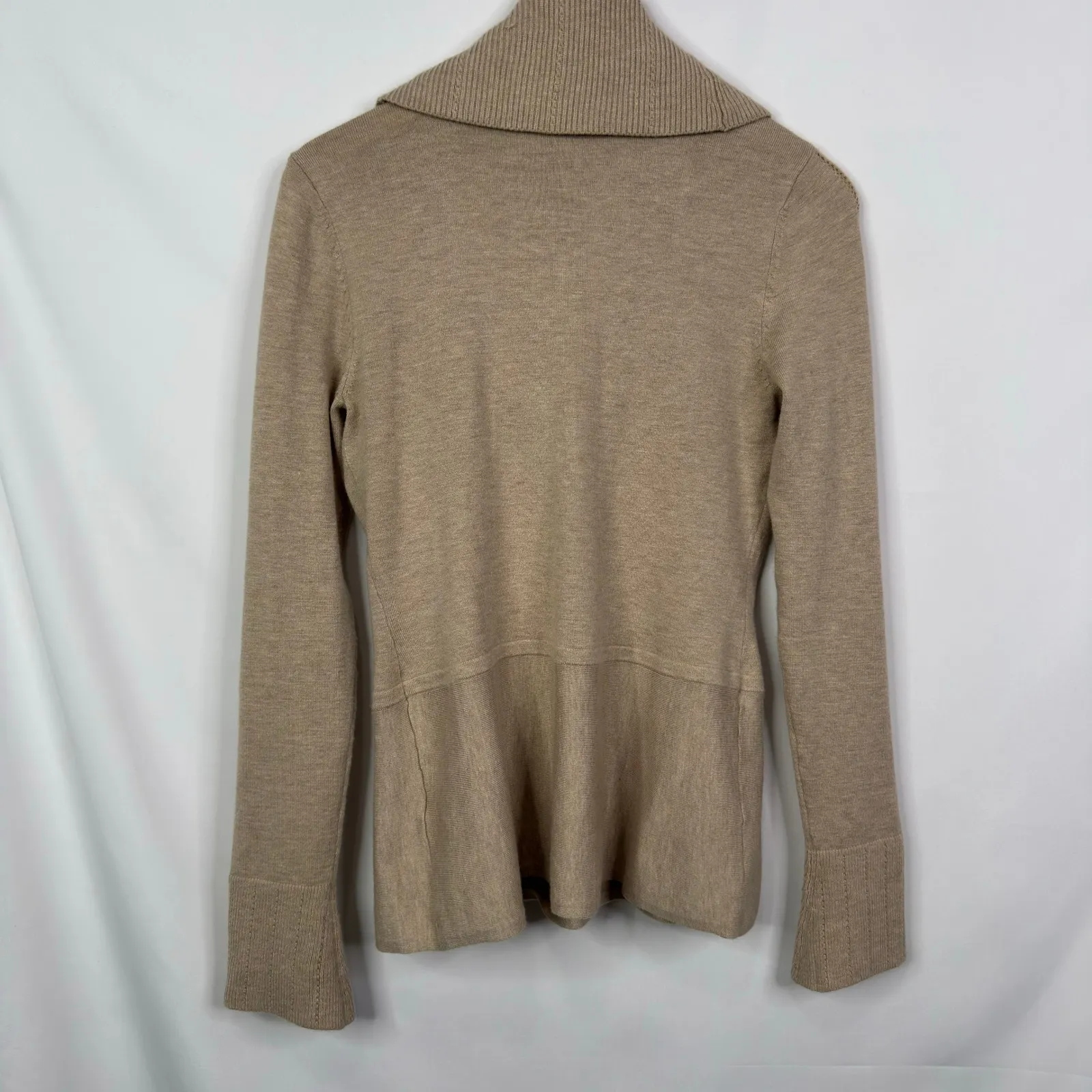 White House Black Market Cowl Neck Long Sleeve Sweater Top Beige XS - Image 6