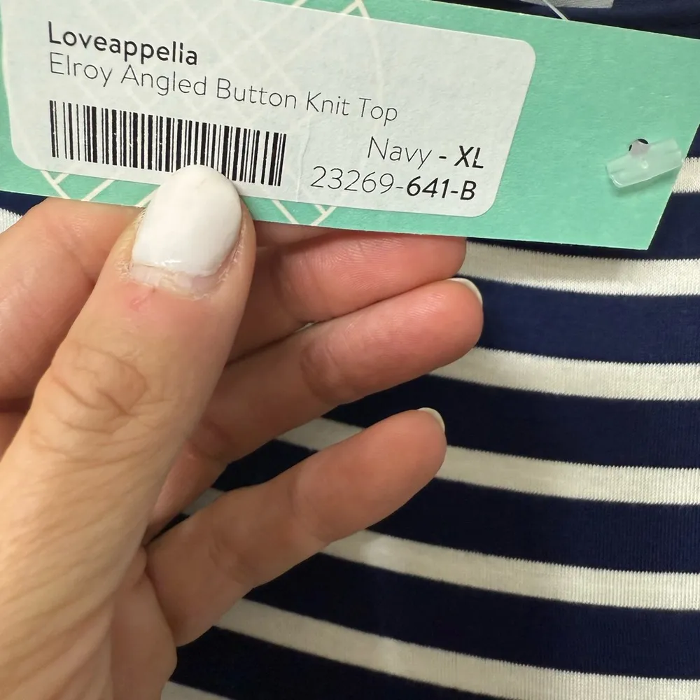 Loveappella Navy and White Striped Long Sleeve Top NWT - Image 13