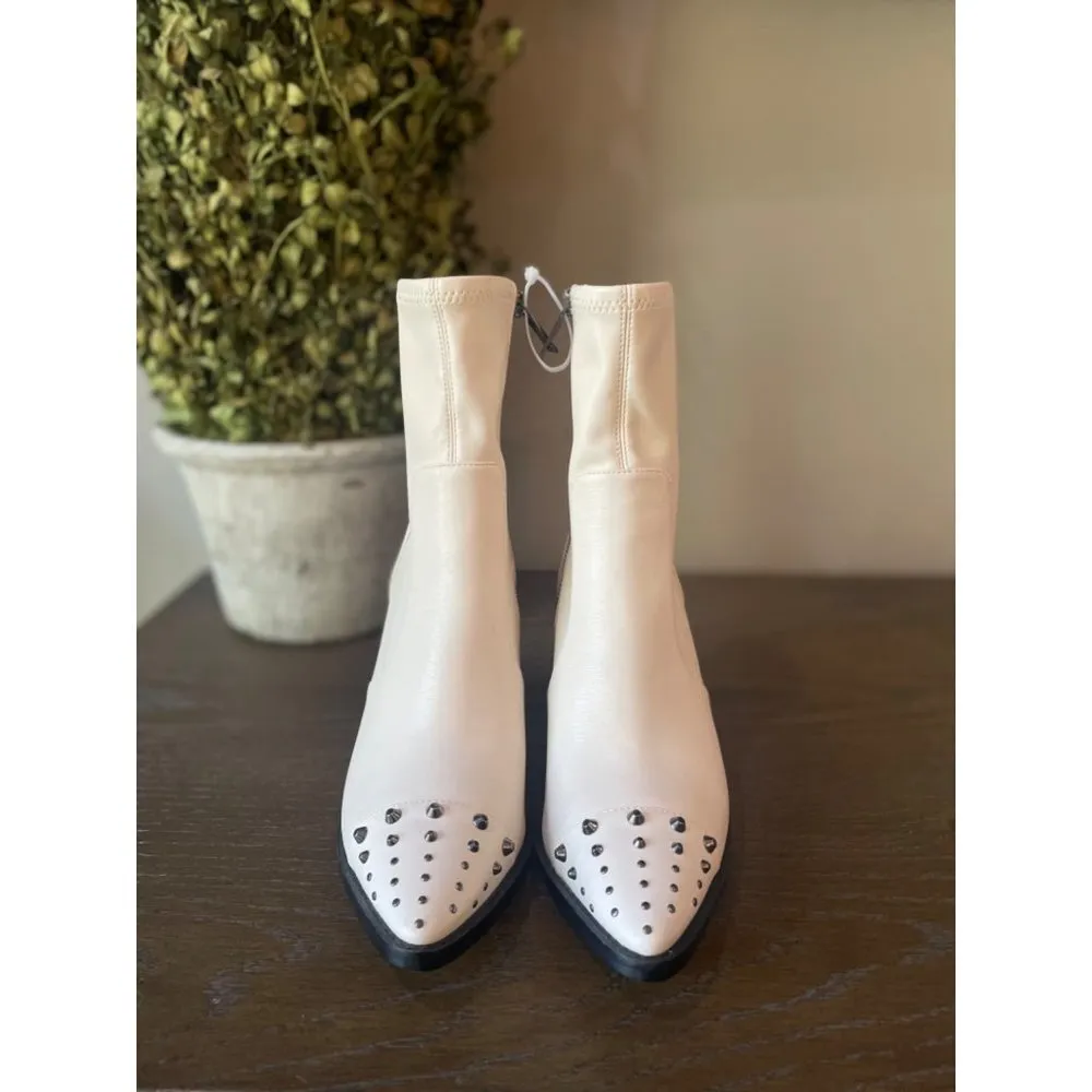 MICHAEL Michael Kors Dover Embellished Pointed Toe High Heel Booties Light Cream - Image 5