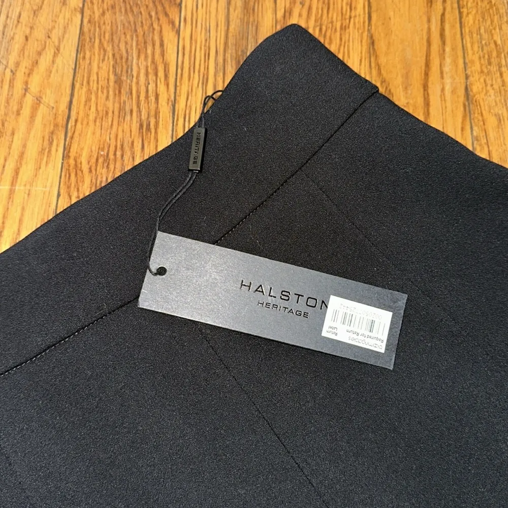 NWT Halston Heritage A line crepe pleated black mini skirt size 2 $275 - Image 3