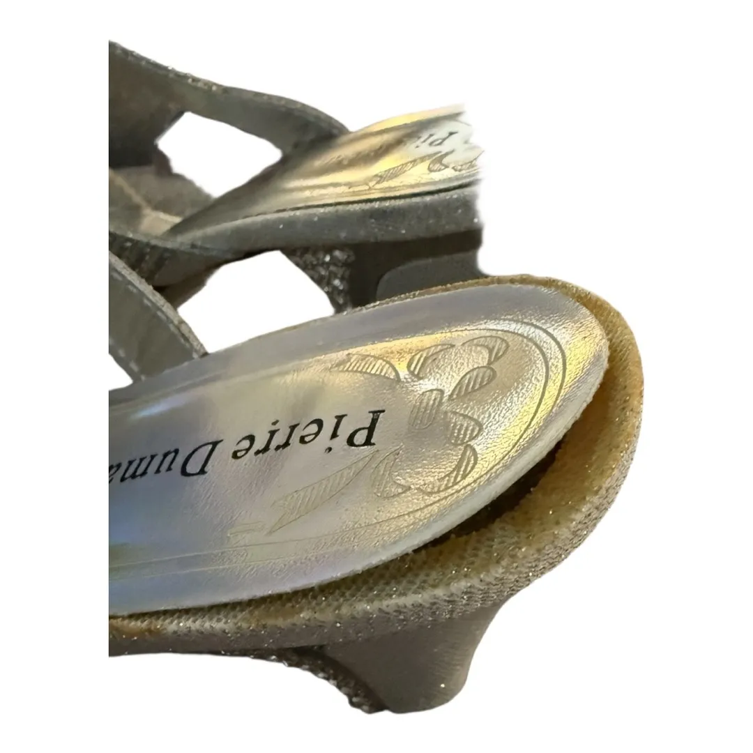 Pierre Dumas  Silver Rhinestone Open Toe Heels Size 9.5 Womens Formal - Image 3