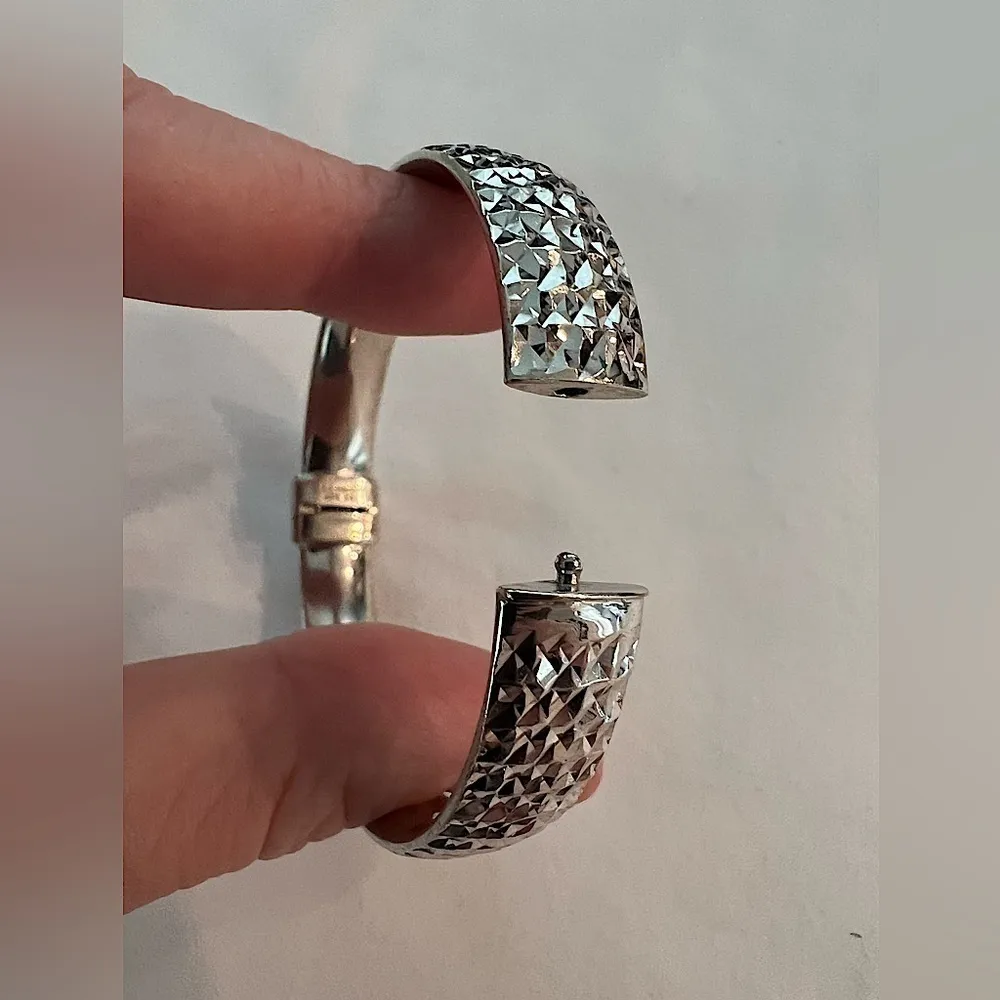 Sterling Silver 925 Diamond Cut Solid Bracelet Bangle 40g - Image 8