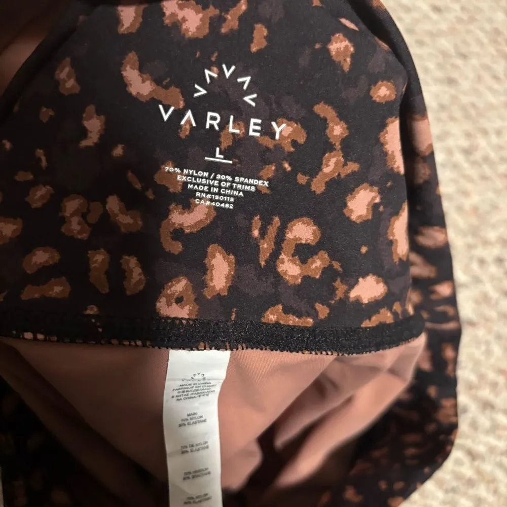 VARLEY Luna High Rise 7/8 textured animal print black brown orange- Size Large - Image 10