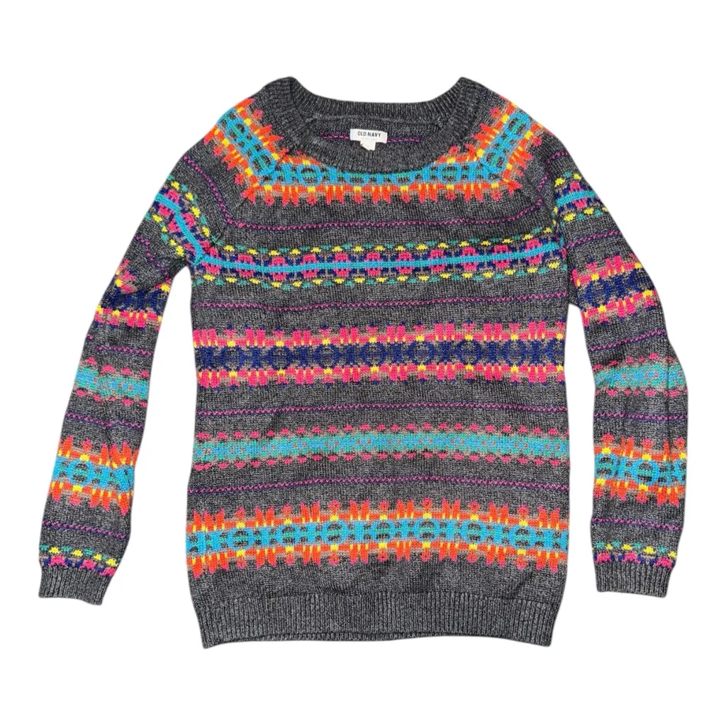OLD NAVY Fair Isle Sweater Colorful
Soft Knit Heather Women Small
Cotton Blend - Image 2