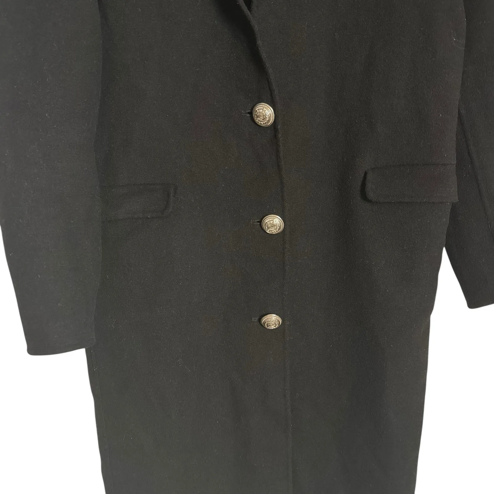 Rabanne Black Three Button Wool Long Sleeve Longline Winter Coat Size 4 - Image 9