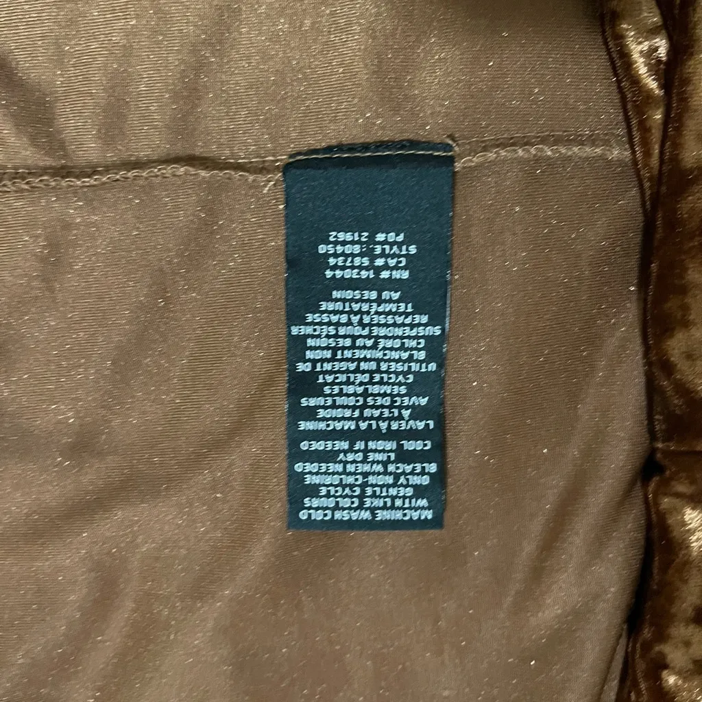 Bagatelle Velvet Short Sleeve Top Sz L Copper Rich Brown - Image 5