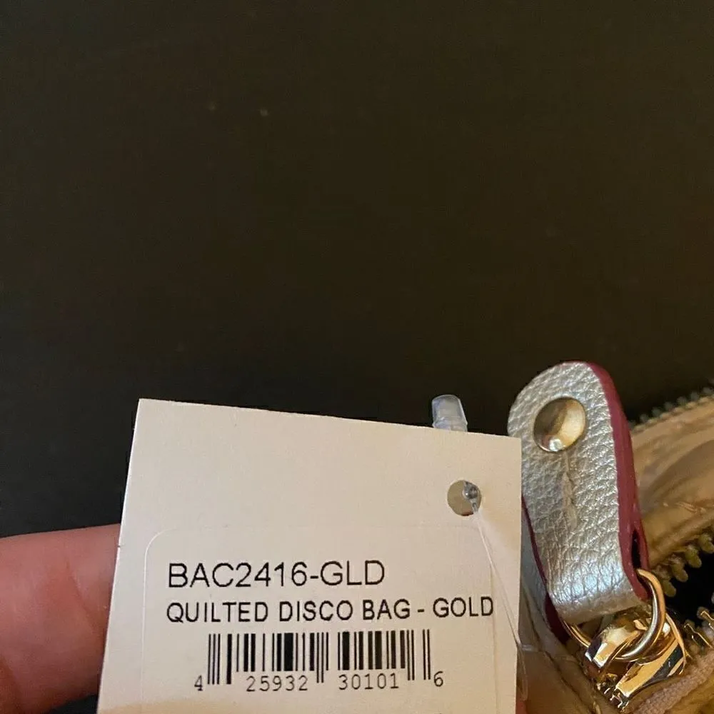 E+A NEW Quilted Disco Bag Gold With shoulder Strap Gold - Image 6