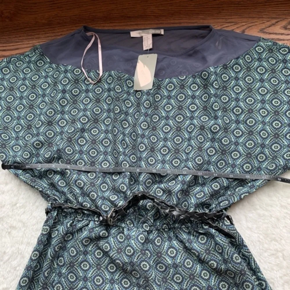 ⭐F21 Green Paisley Abstract Print Batwing Cinched Waist Chiffon Dress XSmall NWT - Image 8