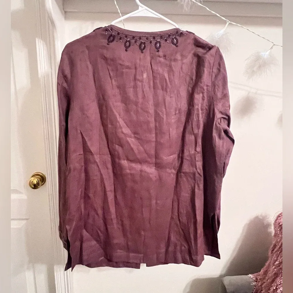 VENDOR ITEM : Vintage Neiman Marcus Mauve Beaded Blouse - Image 4