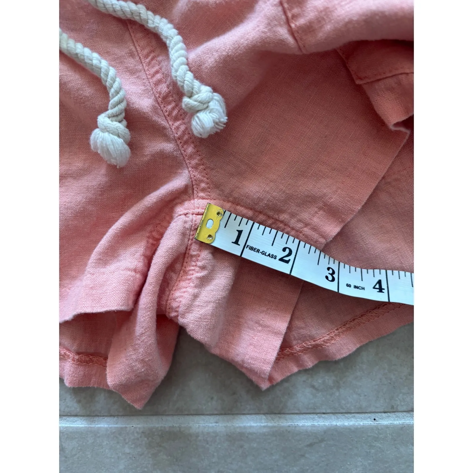 Roxy Micro Shorts Womens Large Orange Flax Linen Low Rise Y2K Surf Beach Coastal - Image 4