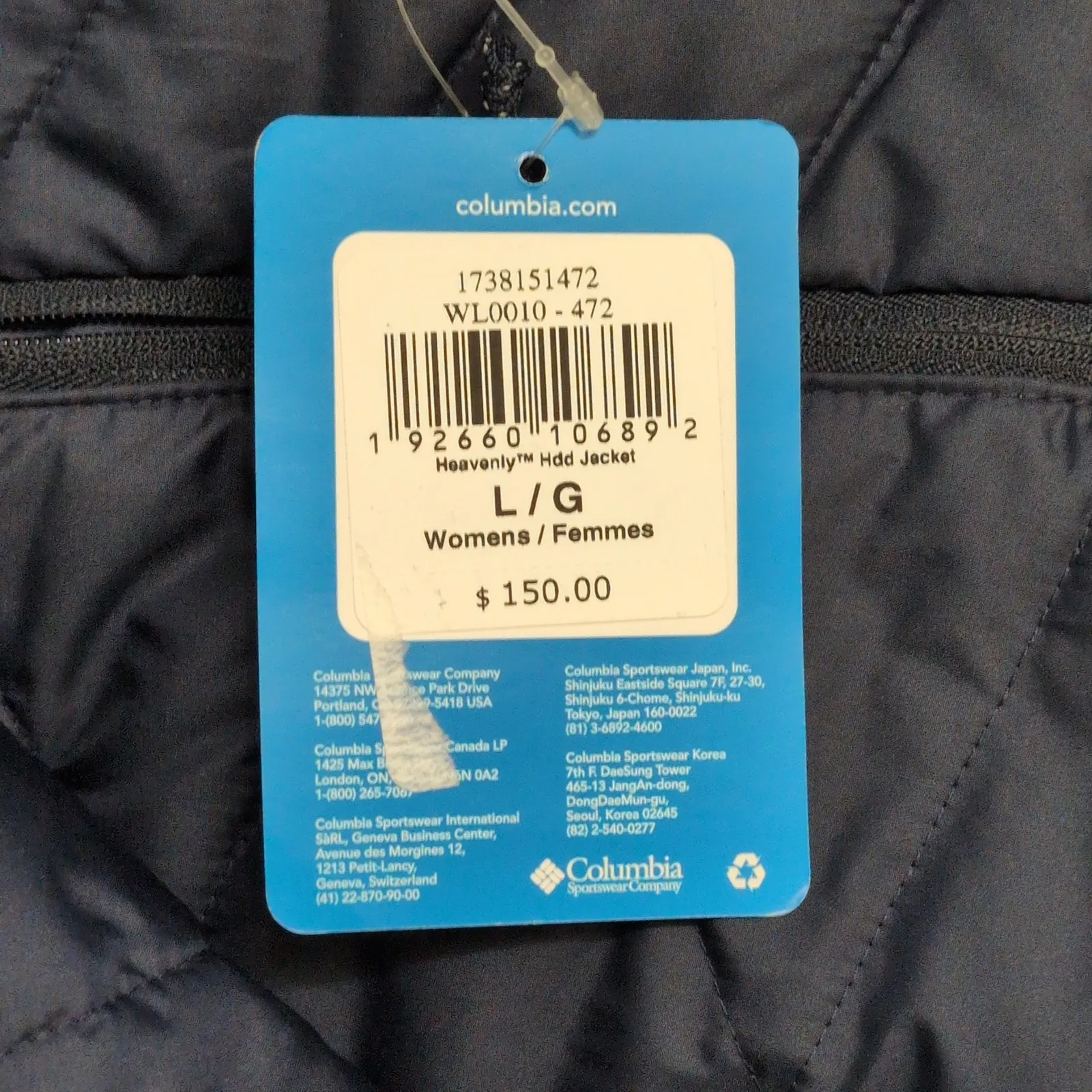 NWT Columbia Heavenly Hooded Puffer Jacket L Collegiate Navy Blue Omni-Heat - Image 9