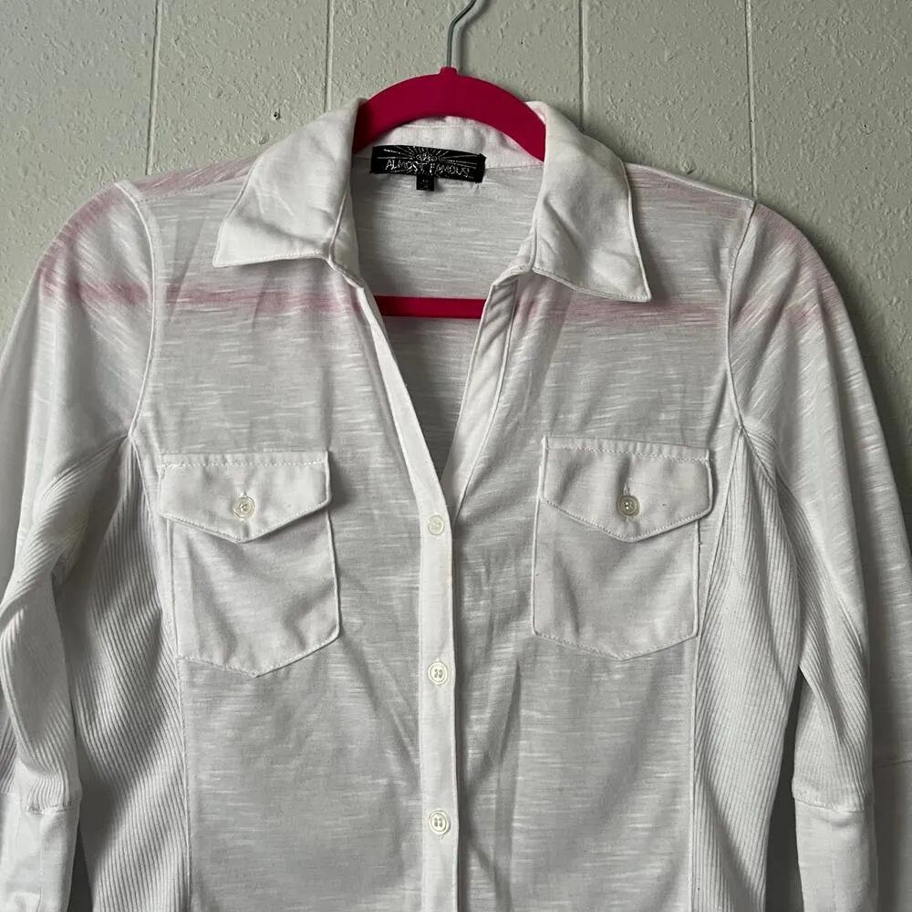 Almost Famous Top Womens Small Y2K Stretch Office Siren Career Academia Preppy - Image 3