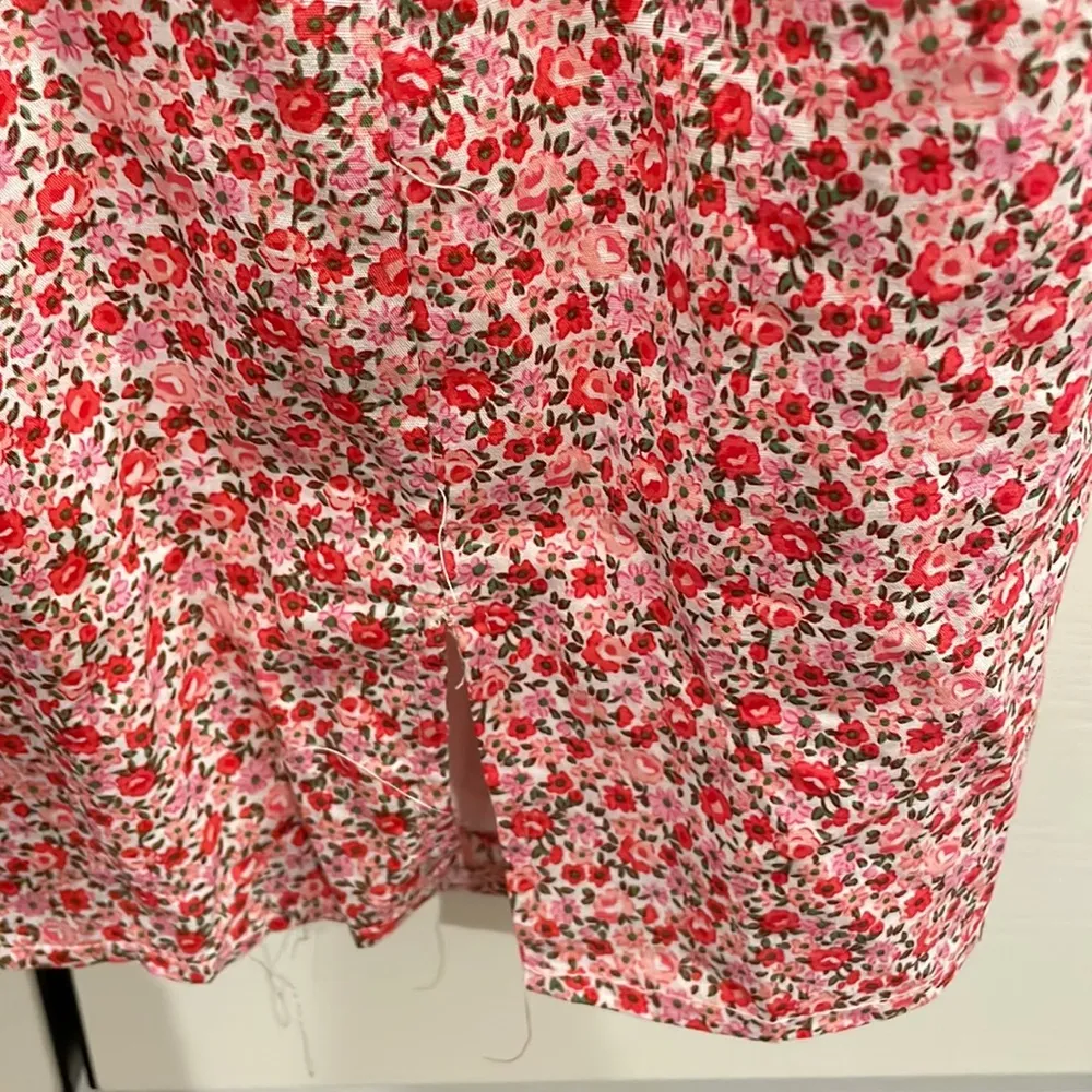 Princess Polly pink red floral dress with slit detail us 2 - Image 2