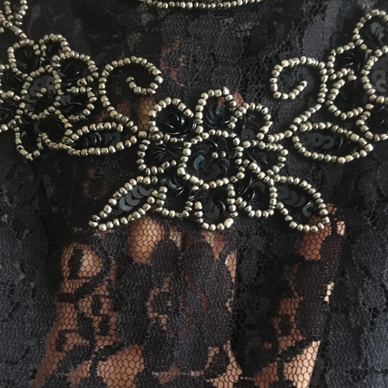 Black Lace Beaded Sequin Top. - Image 3