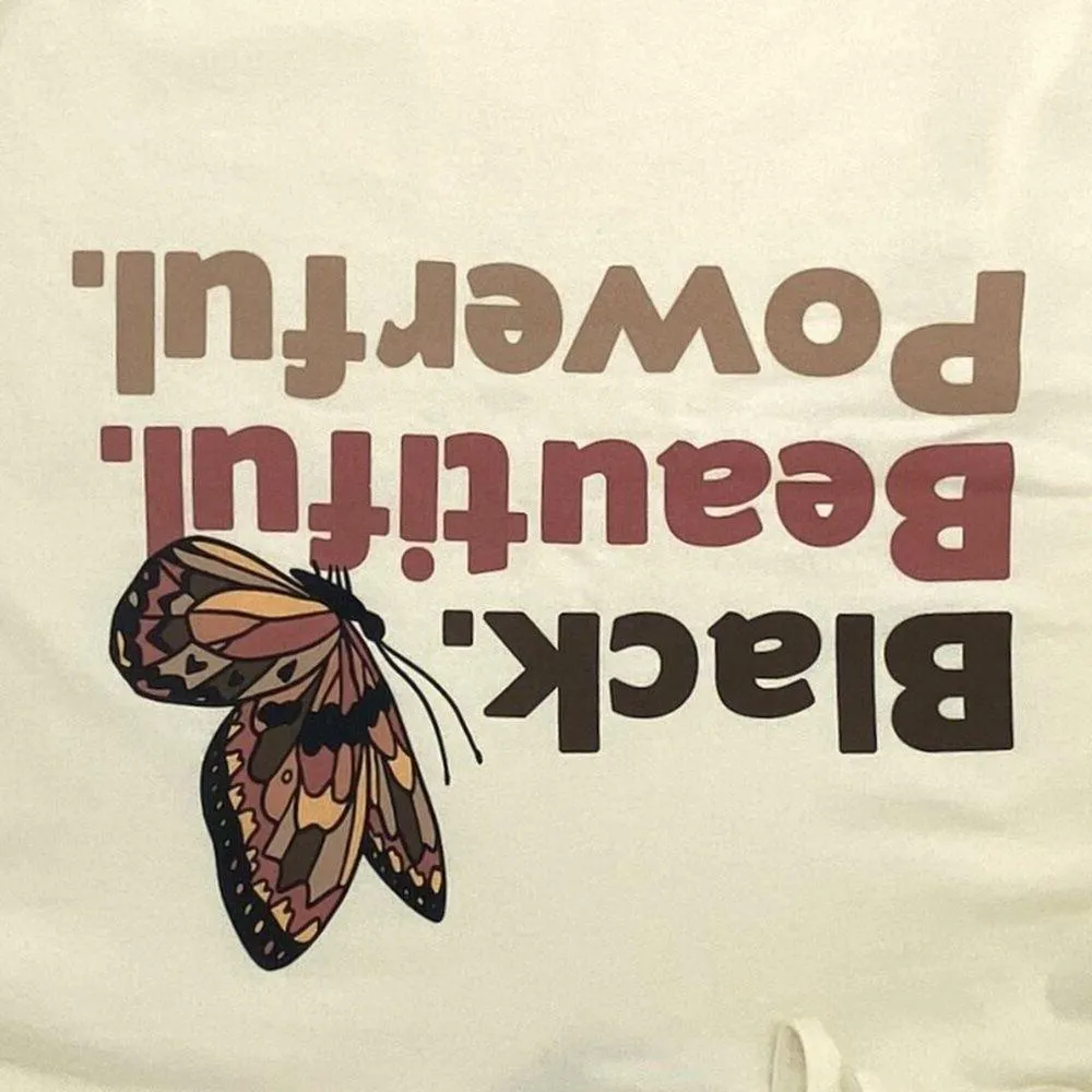 NWT Ladies "BLACK BEAUTIFUL POWERFUL" Butterfly Hoodie Sweatshirt ~ 2X - Image 3