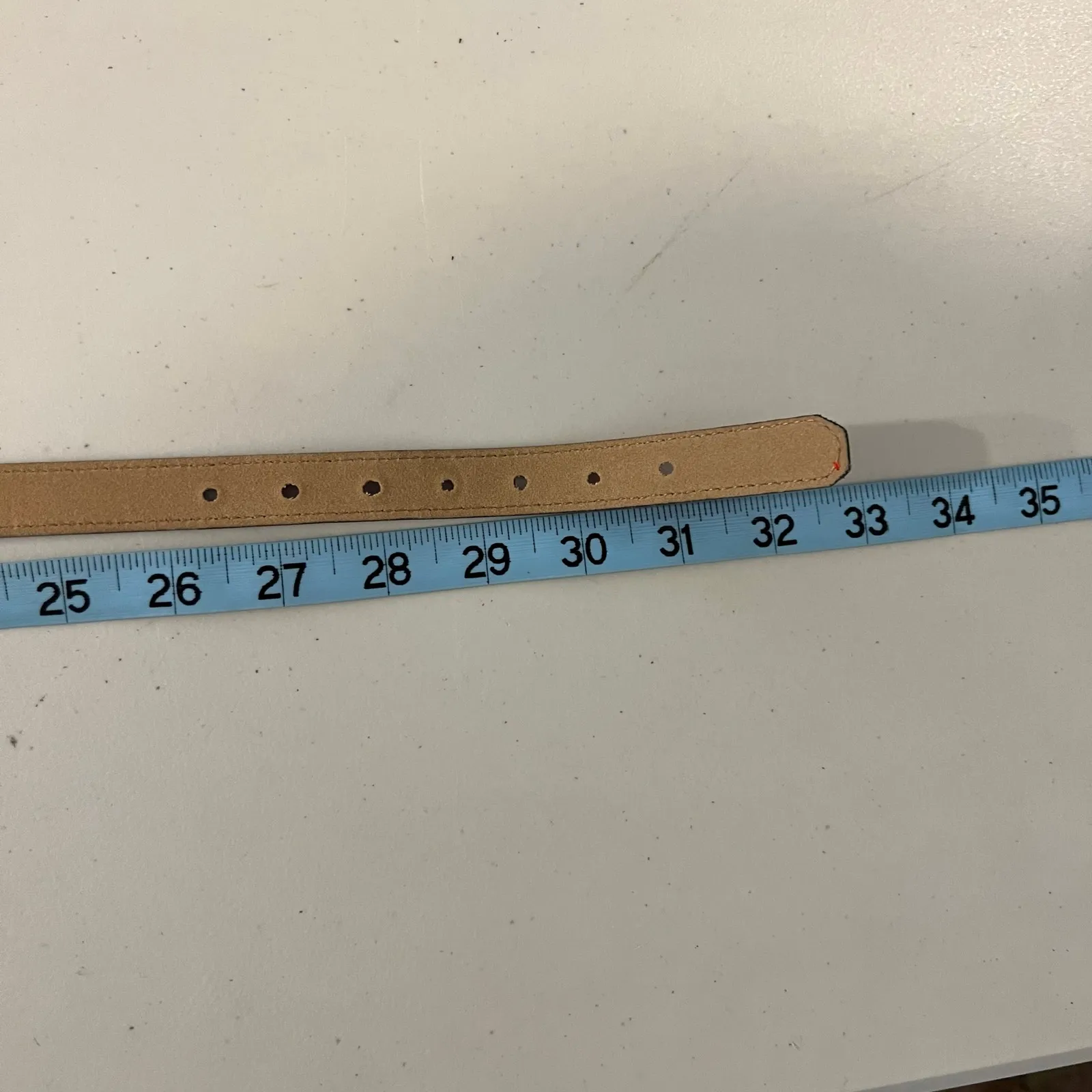 Vintage 90s Red Vegan Leather Gold Horn Buckle Belt Size XS - Image 7