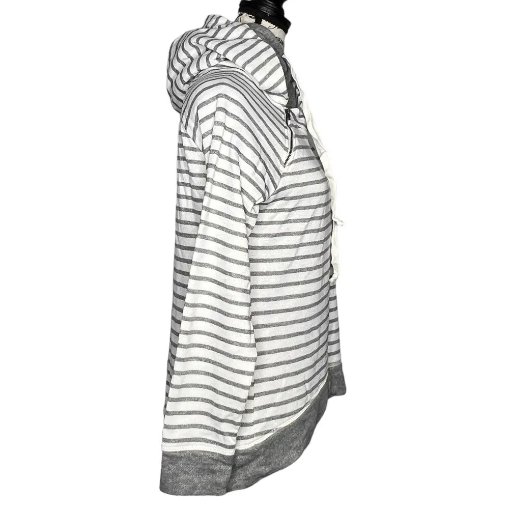 Maurices SMALL Stripe Zipper Detail Oversize Cowlneck Pullover Hooded Sweatshirt - Image 3