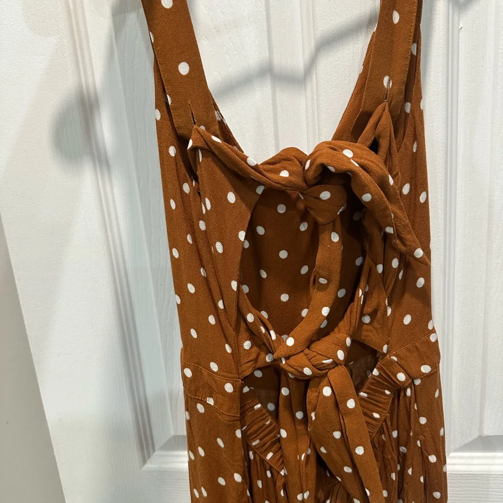 American Eagle Outfitters Burnt Orange Polka Dot Jumpsuit - Image 3