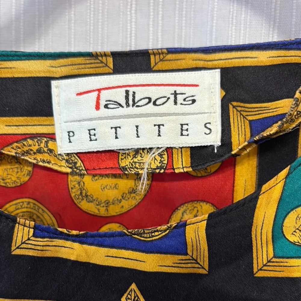 Talbots Vintage  Multicolor Coin Pattern Blouse - Image 2