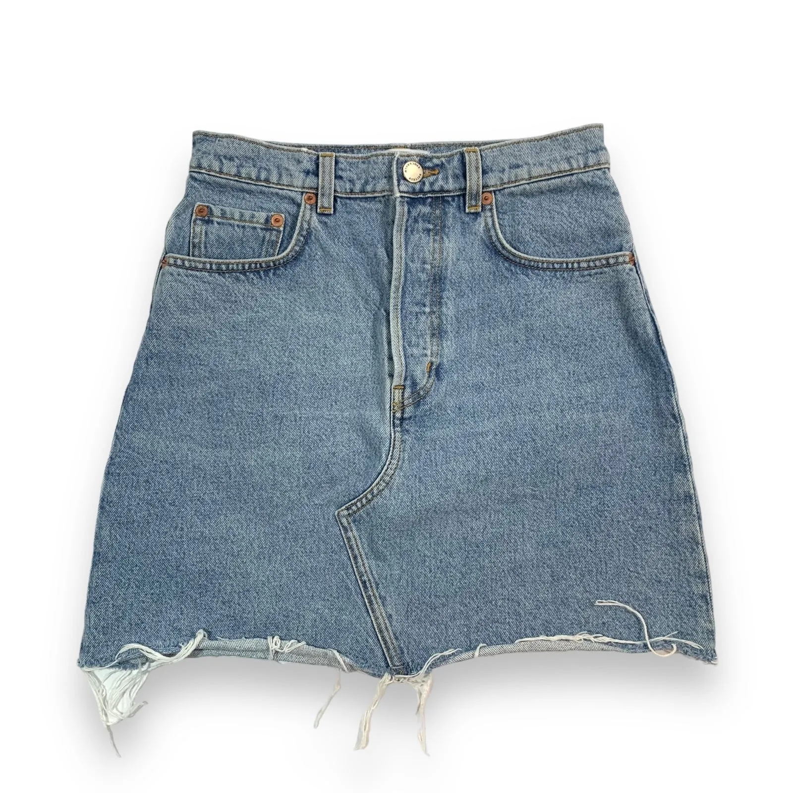 & Other‎ Stories Denim High Waisted Mini Skirt Womens 4 - Image 4