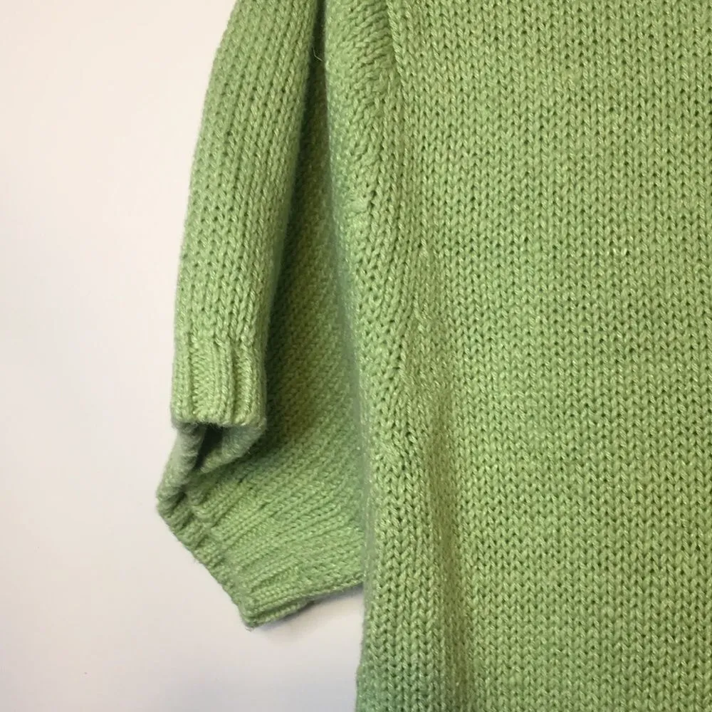 Liz Claiborne • Liz wear Lime Green Cable Short Sleeve Sweater Size Large - Image 4